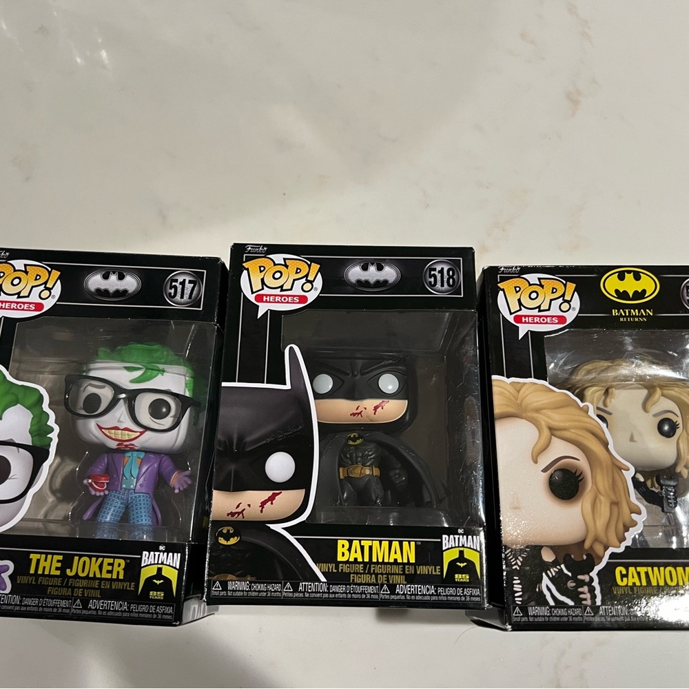 Funko Pop! DC Comics Batman, Joker, and Catwoman Figures - Black and Multicolor